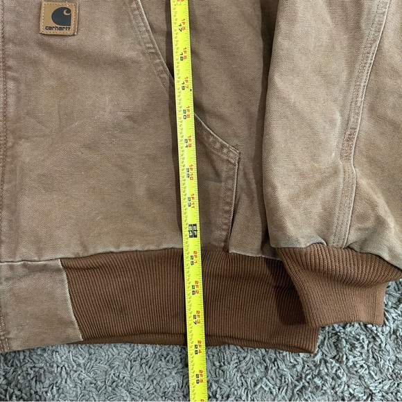 Vintage Carhartt Canvas Hooded Active Jacket Mens XL Lined Zip Workwear J160 BRN - Picture 5 of 14